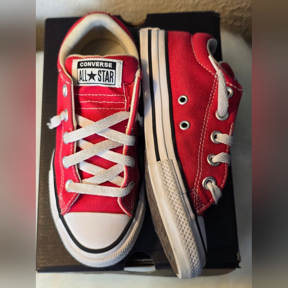 Converse All Star Street Slip On Unisex Kids Classic Red Sneakers - Picture 7 of 16